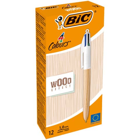 Penna a sfera a scatto BIC 4 Colours 1 mm - wood 508964